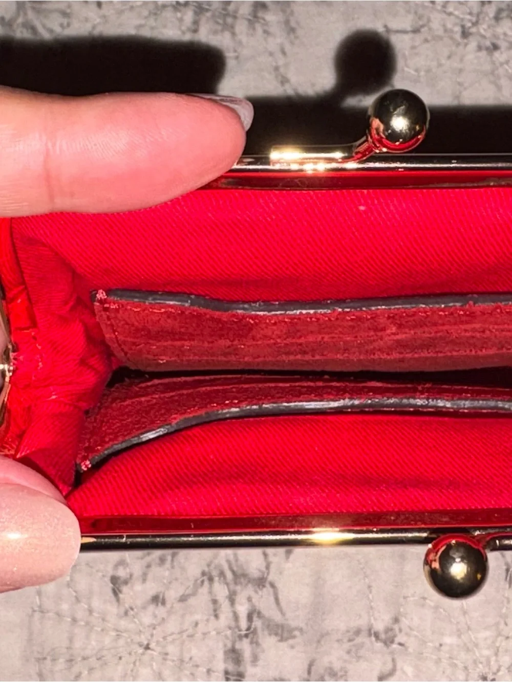 Dooney & Bourke Large Red Suede Kiss-Closure Coin Purse